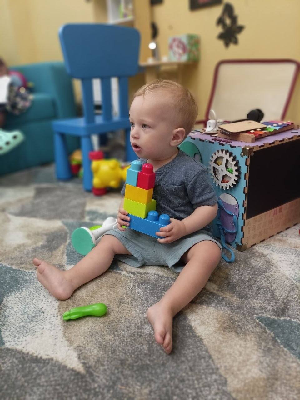 A child finds a moment of calm and play at the Lviv Life Center.