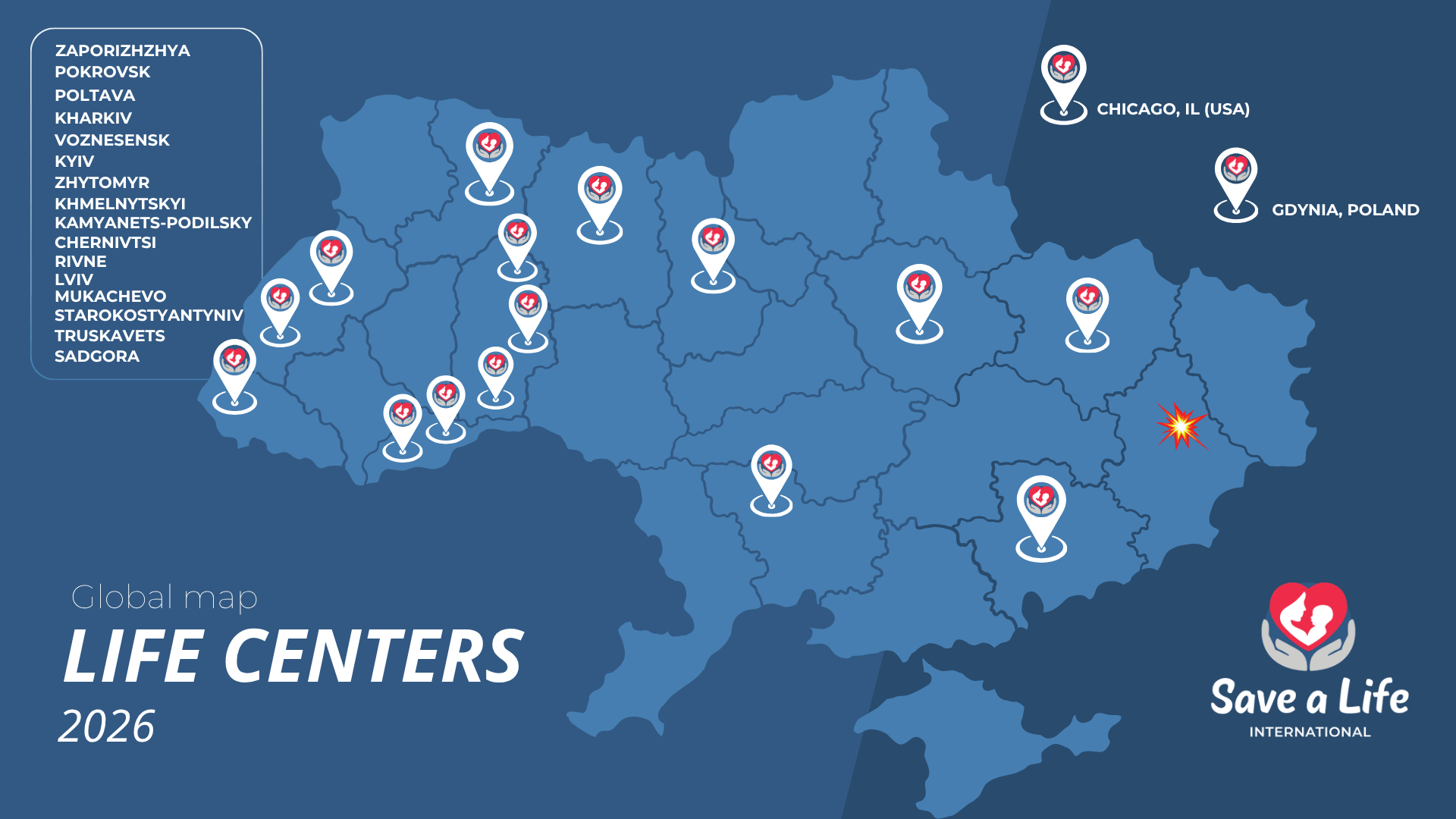 Map of Save a Life International Life Centers
